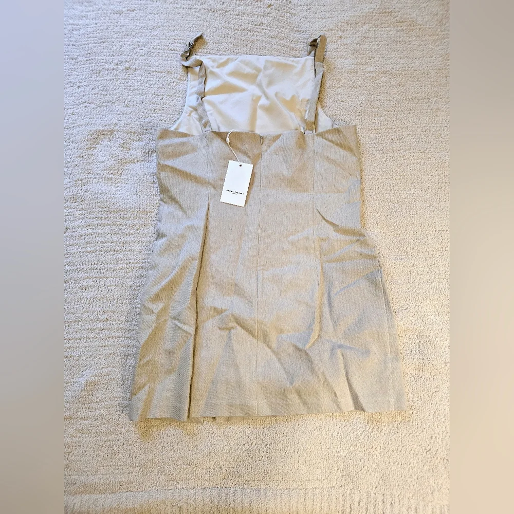NEW Amanda Uprichard / Revolve Neutral Beige Mini Dress with Buckle Straps SZ L - Picture 7 of 15